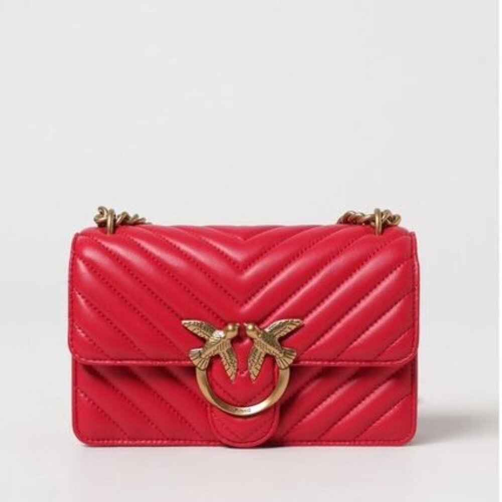 Pinko Mini Icon Chevron Ruby Red Love Bag